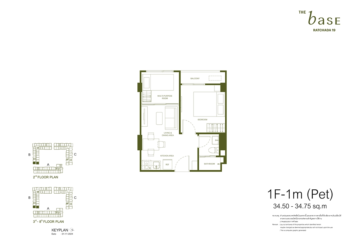 thebase-ratchada19-condo-roomlayout-1f-1m-pet